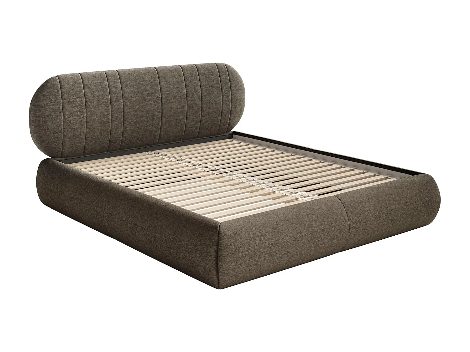 Gestoffeerd bed - 160x200 cm - in bruine geweven stof - ASMELIO