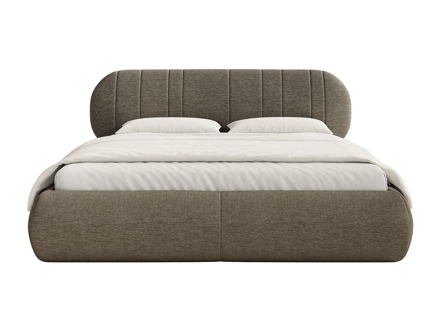 Gestoffeerd bed - 160x200 cm - in bruine geweven stof - ASMELIO