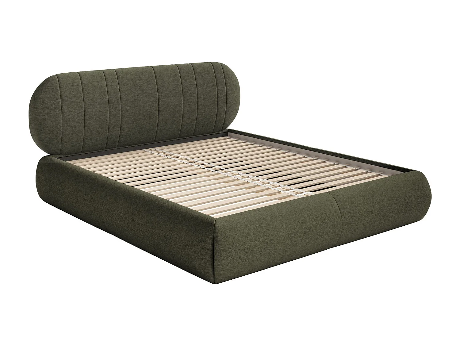 Gestoffeerd bed - 180x200 cm - in donkergroene geweven stof - ASMELIO