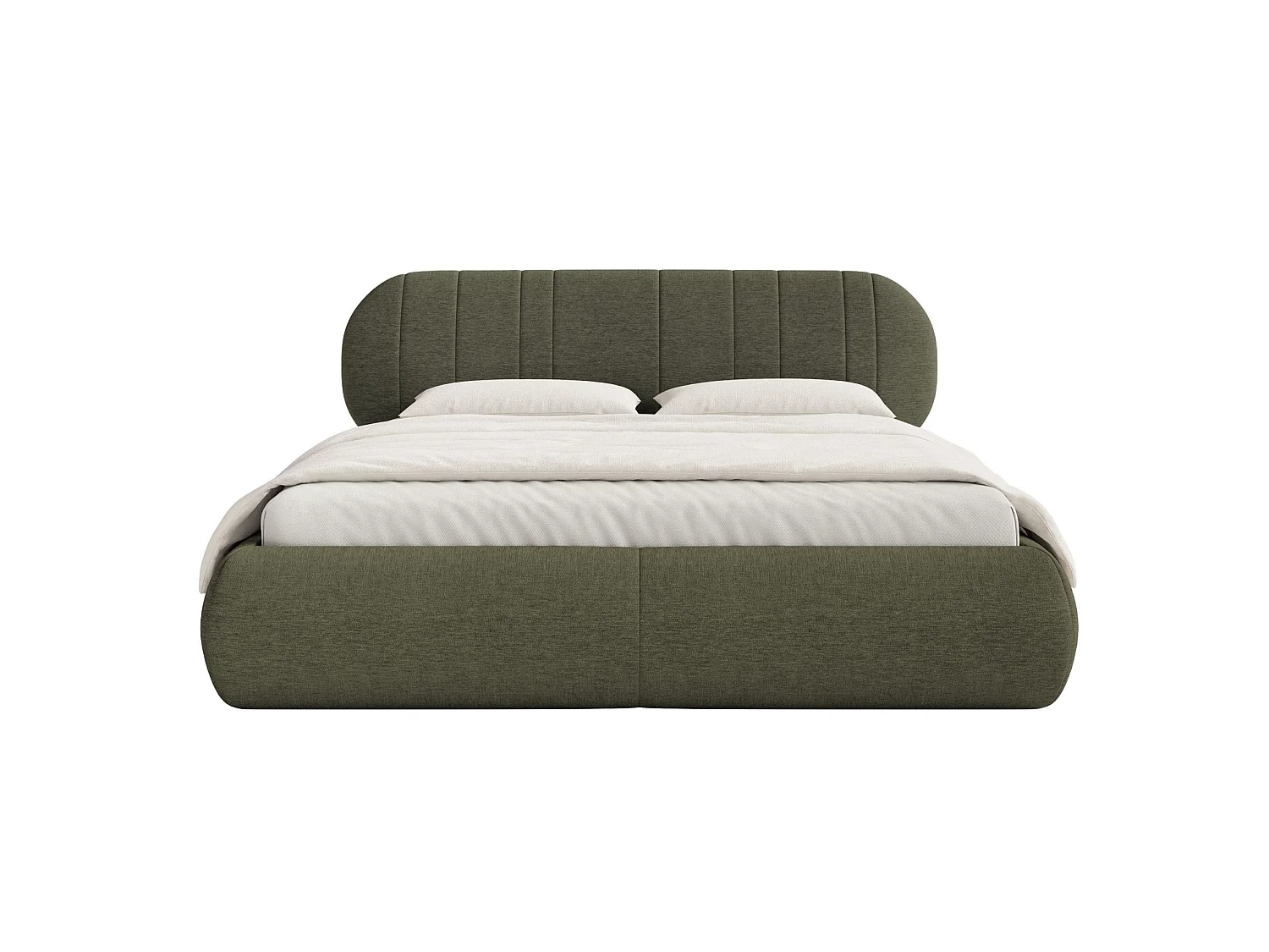 Lit rembourré - 180x200 cm - en tissu tressé vert foncé - ASMELIO