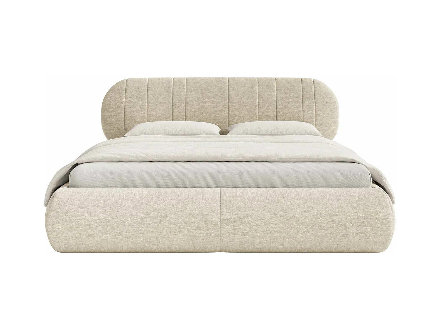 Lit rembourré - 140x200 cm - en tissu tressé beige - ASMELIO