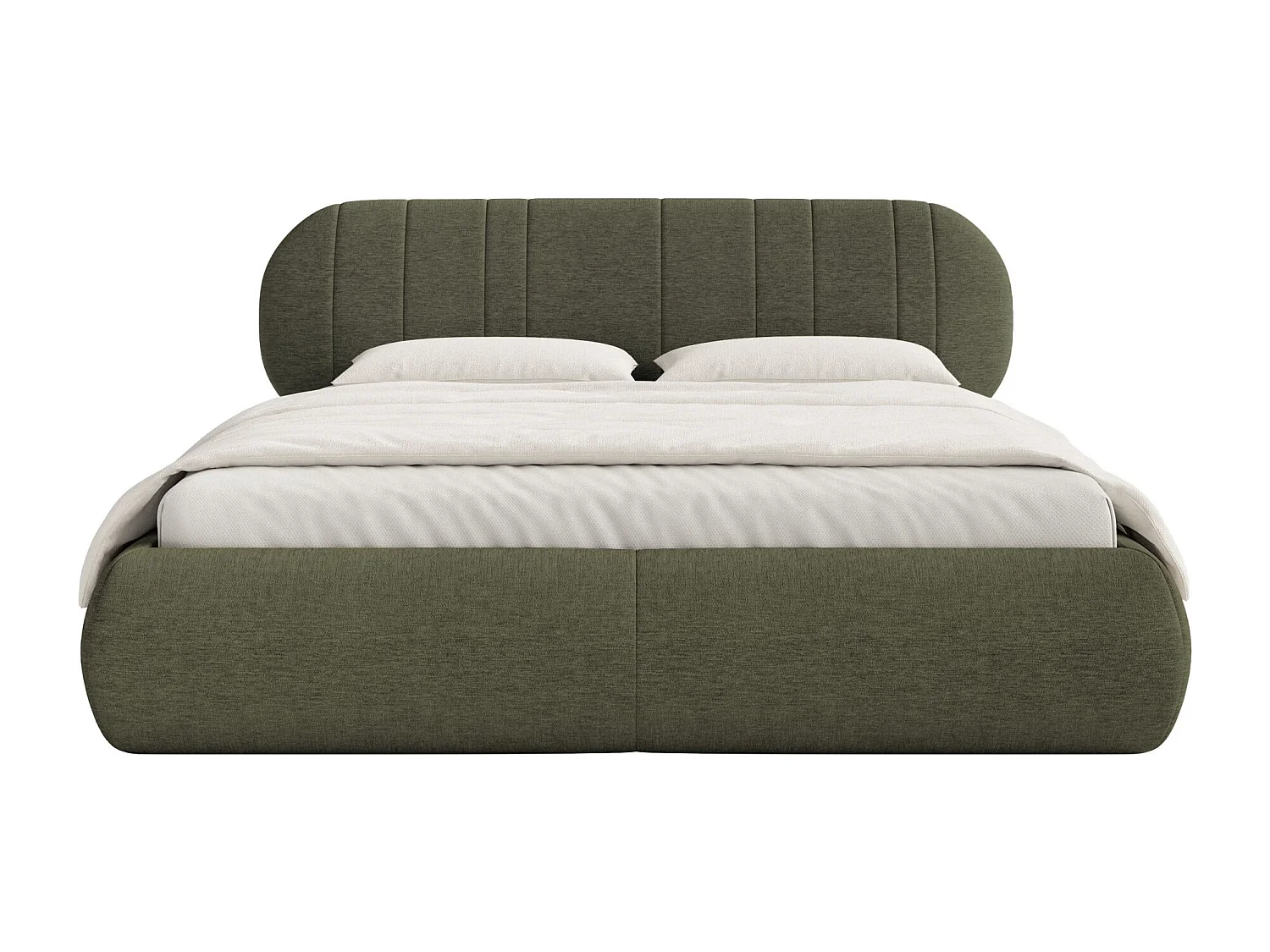 Gestoffeerd bed - 140x200 cm - in donkergroene geweven stof - ASMELIO
