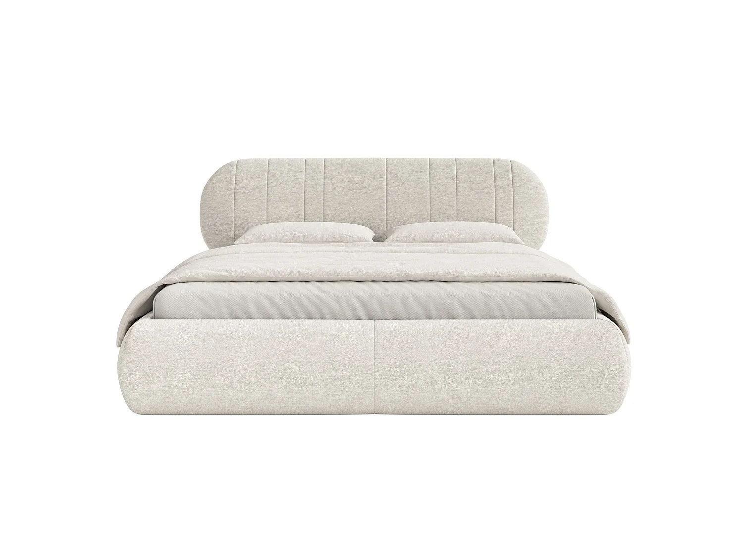Lit rembourré - 140x200 cm - en tissu tressé crème - ASMELIO