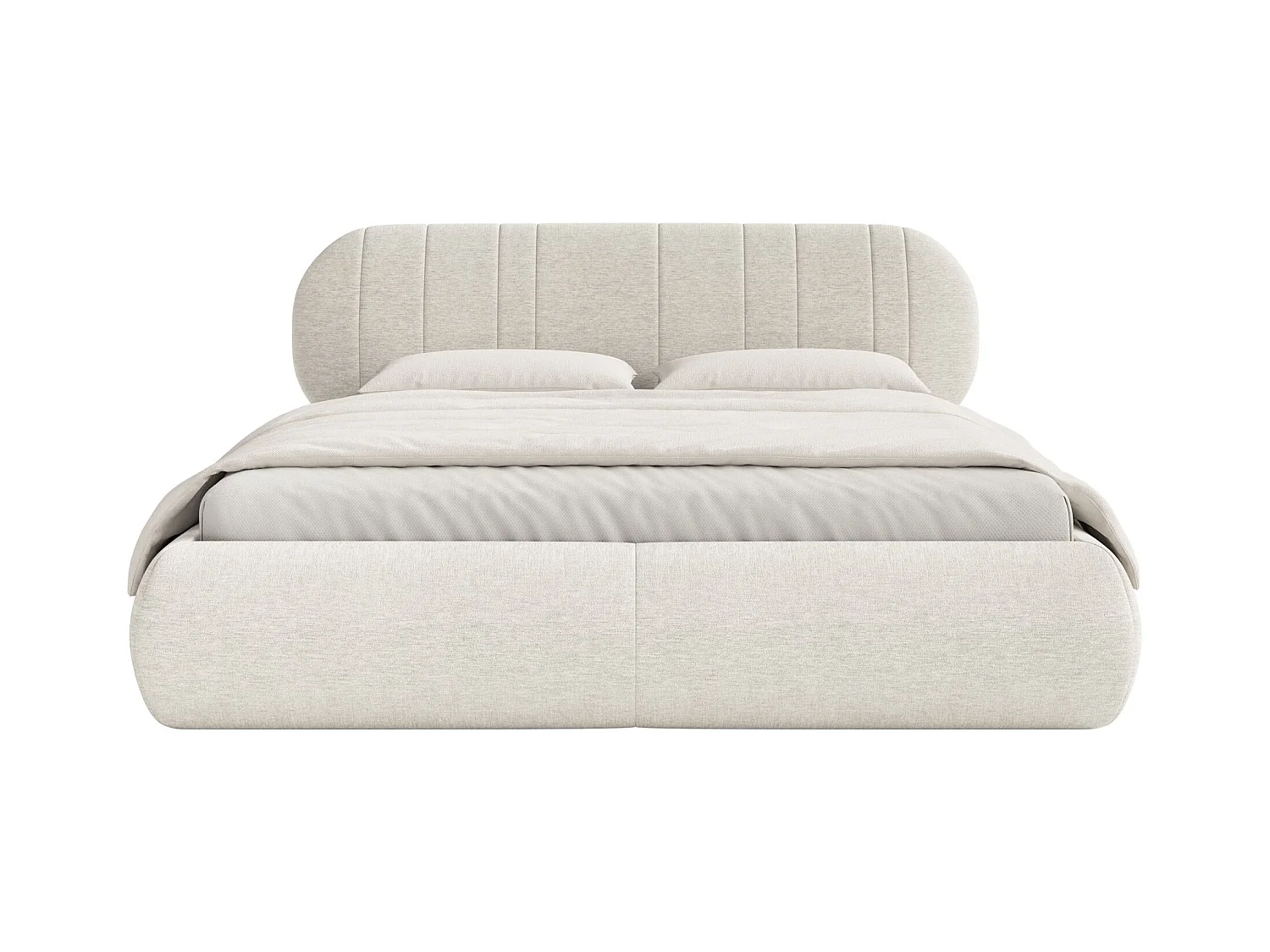 Lit rembourré - 180x200 cm - en tissu tressé crème - ASMELIO