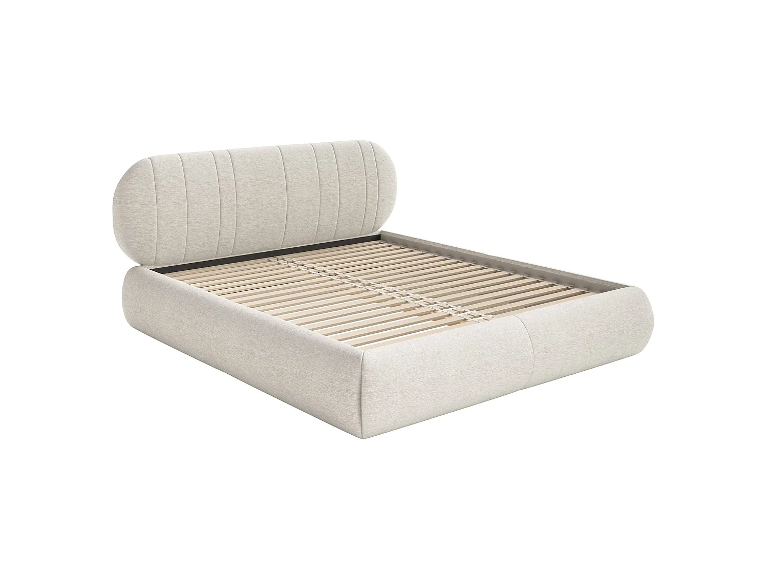 Lit rembourré - 180x200 cm - en tissu tressé crème - ASMELIO