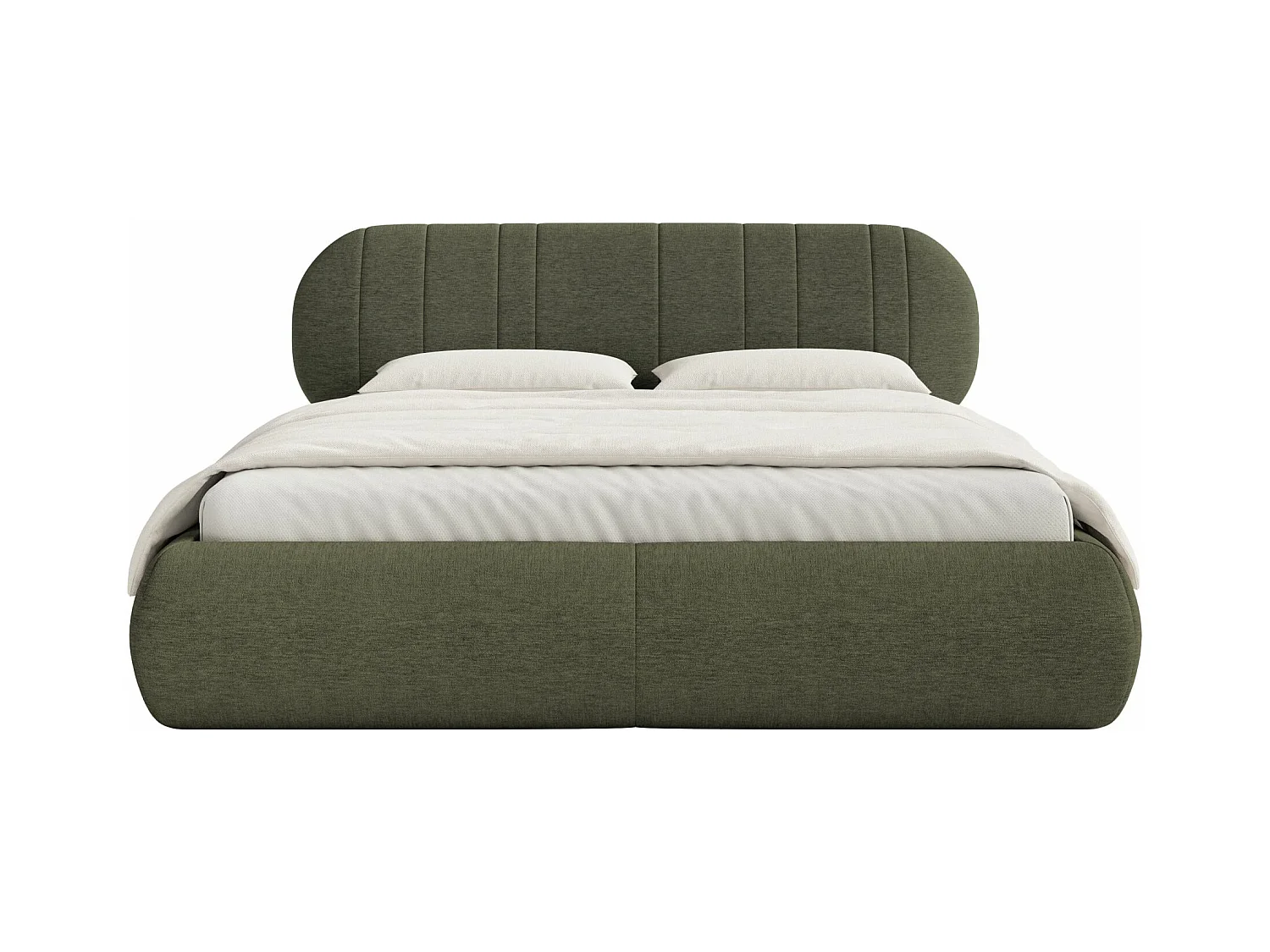 Lit coffre -180x200 cm - en tissu tressé vert foncé - ASMELIO