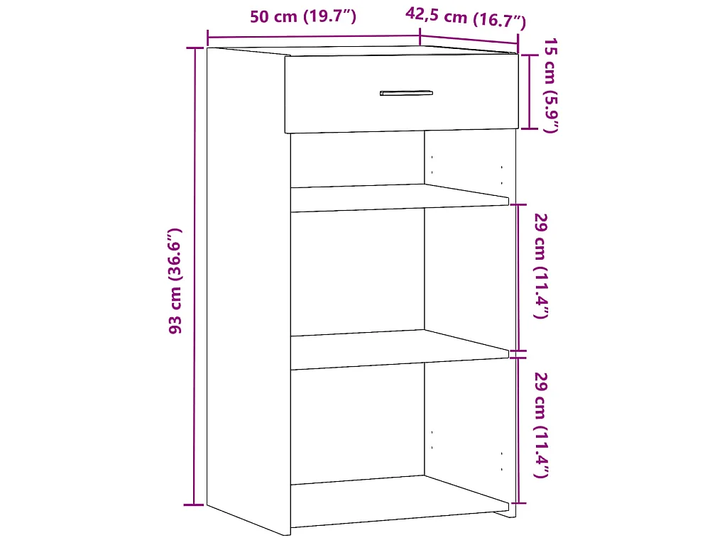 Buffet chêne fumé 50x42,5x93 cm bois d'ingénierie