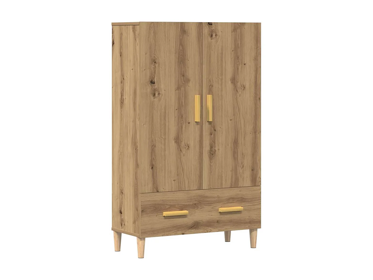 Hoge kast 70x31x115 cm bewerkt hout artisanaal eikenkleur