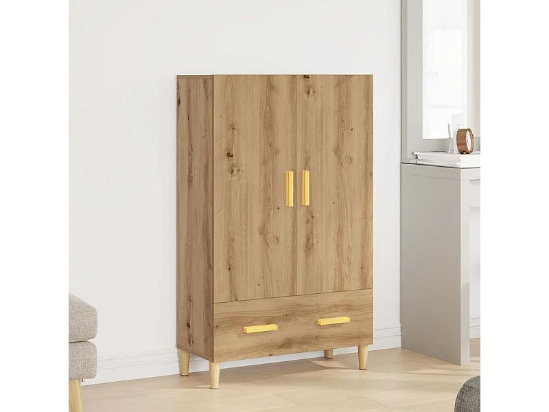 Buffet chêne artisanal 70x31x115 cm bois d'ingénierie