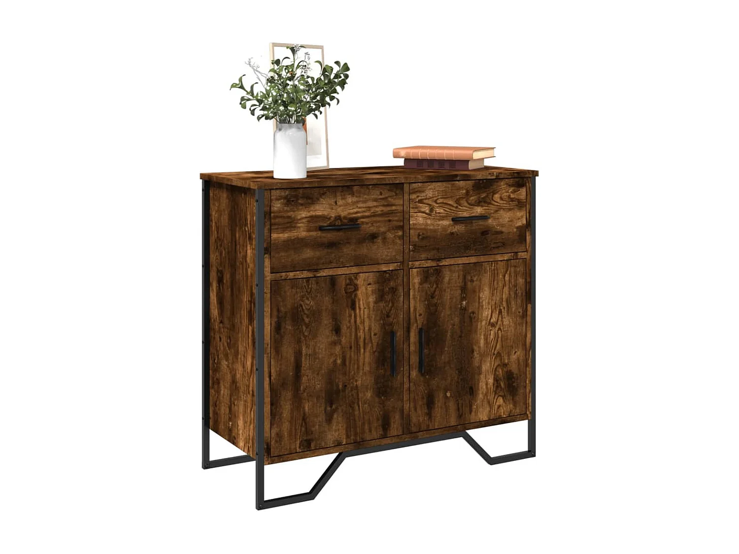 Buffet chêne fumé 79,5x35,5x74,5 cm bois d'ingénierie
