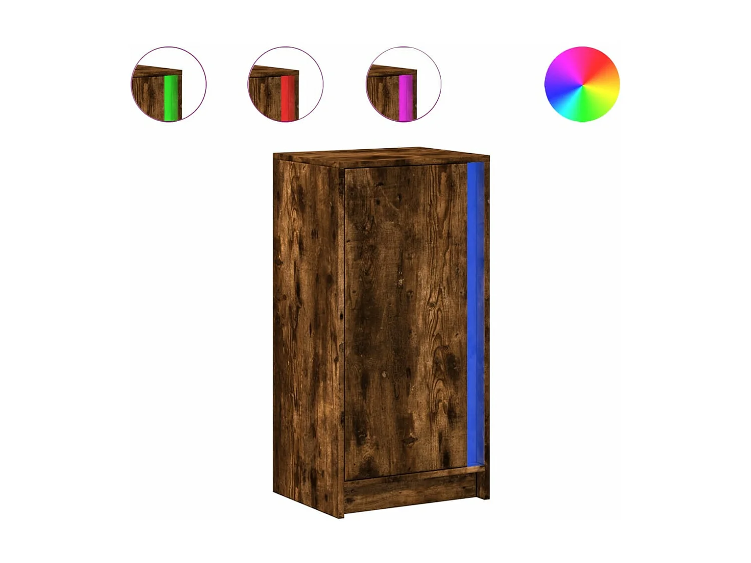 Buffet avec LED chêne fumé 42,5x34x85 cm bois d'ingénierie