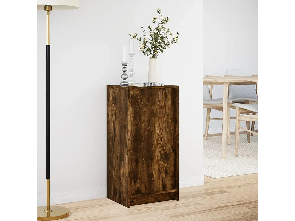 Buffet avec LED chêne fumé 42,5x34x85 cm bois d'ingénierie