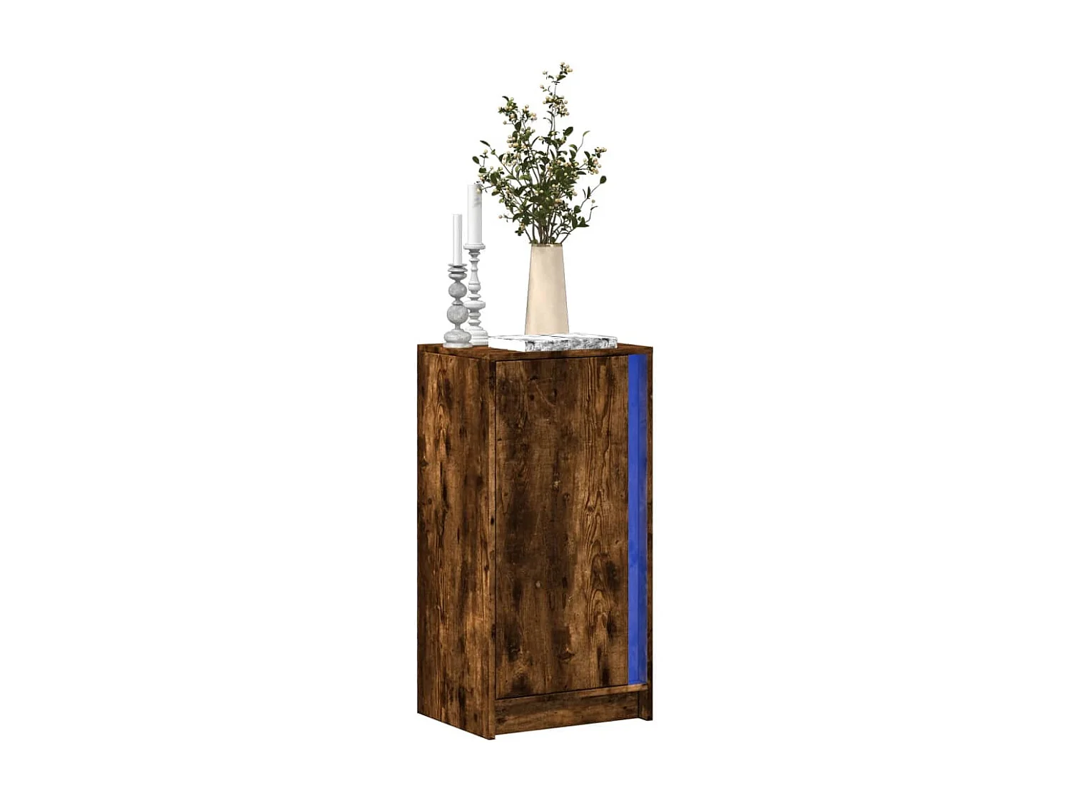 Buffet avec LED chêne fumé 42,5x34x85 cm bois d'ingénierie