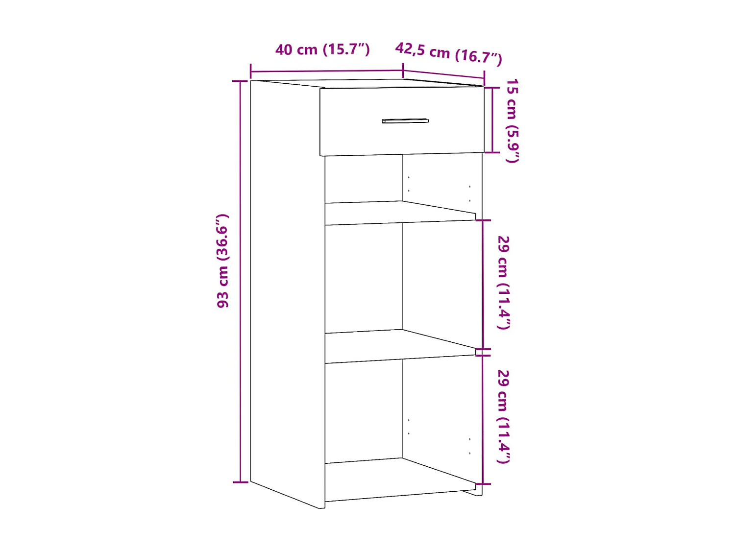 Buffet blanc 40x42,5x93 cm bois d'ingénierie