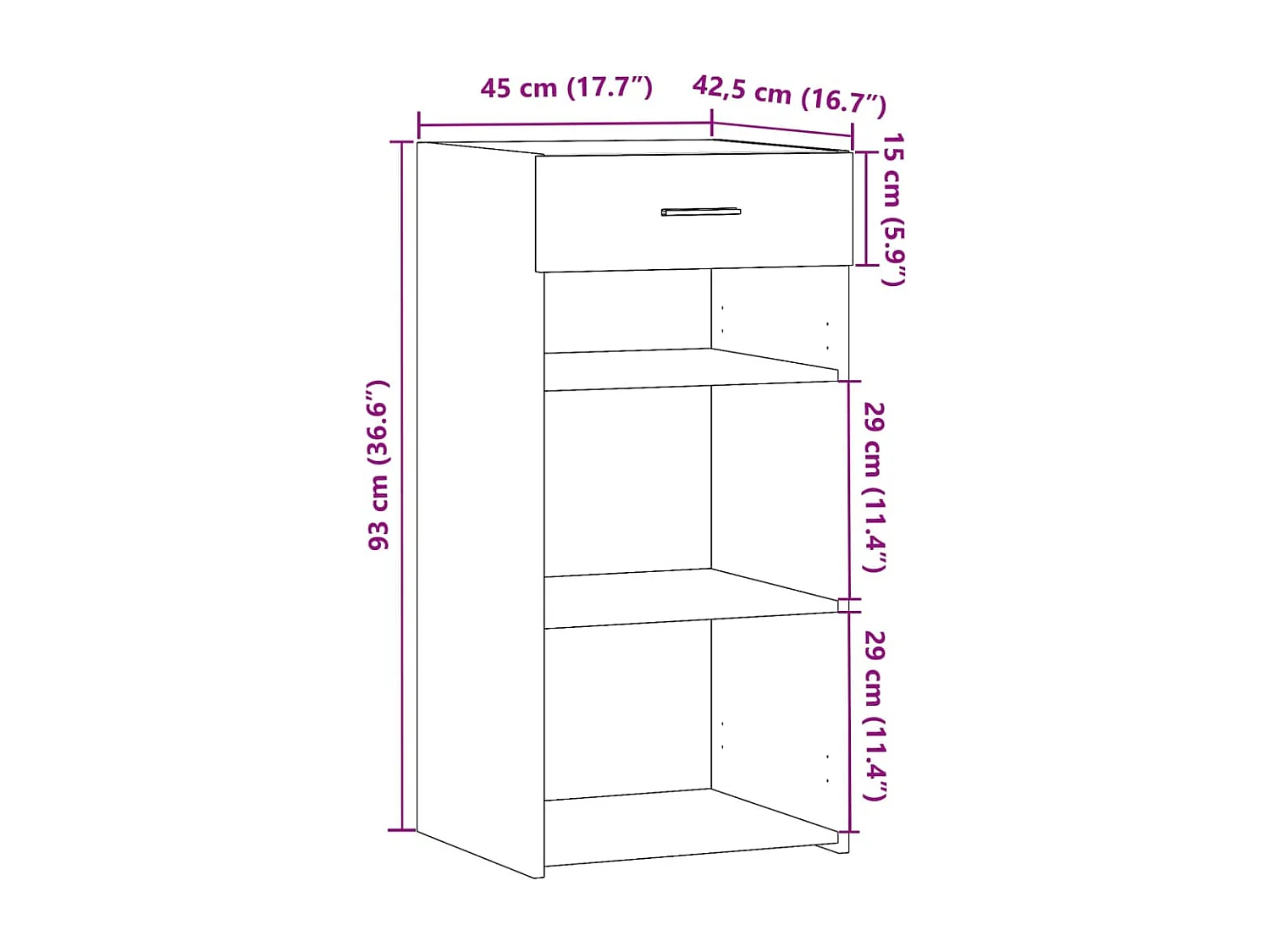 Buffet chêne fumé 45x42,5x93 cm bois d'ingénierie