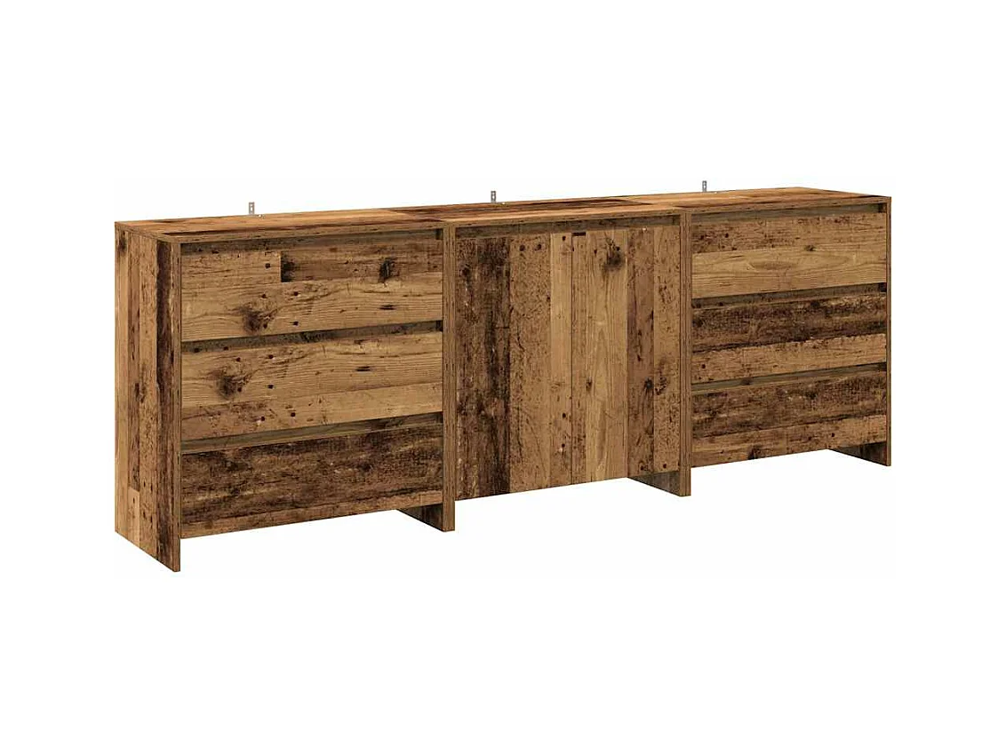 Buffet 3 pcs vieux bois bois d'ingénierie