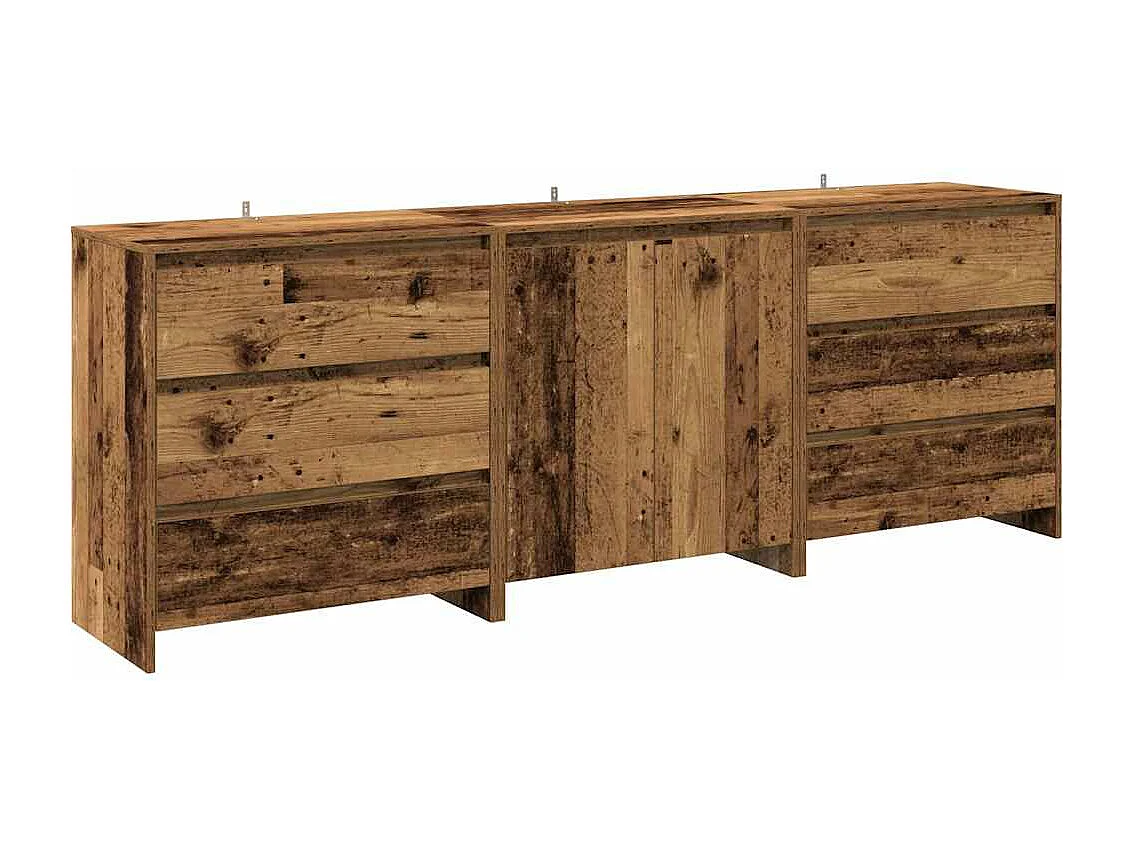 Buffet 3 pcs vieux bois bois d'ingénierie