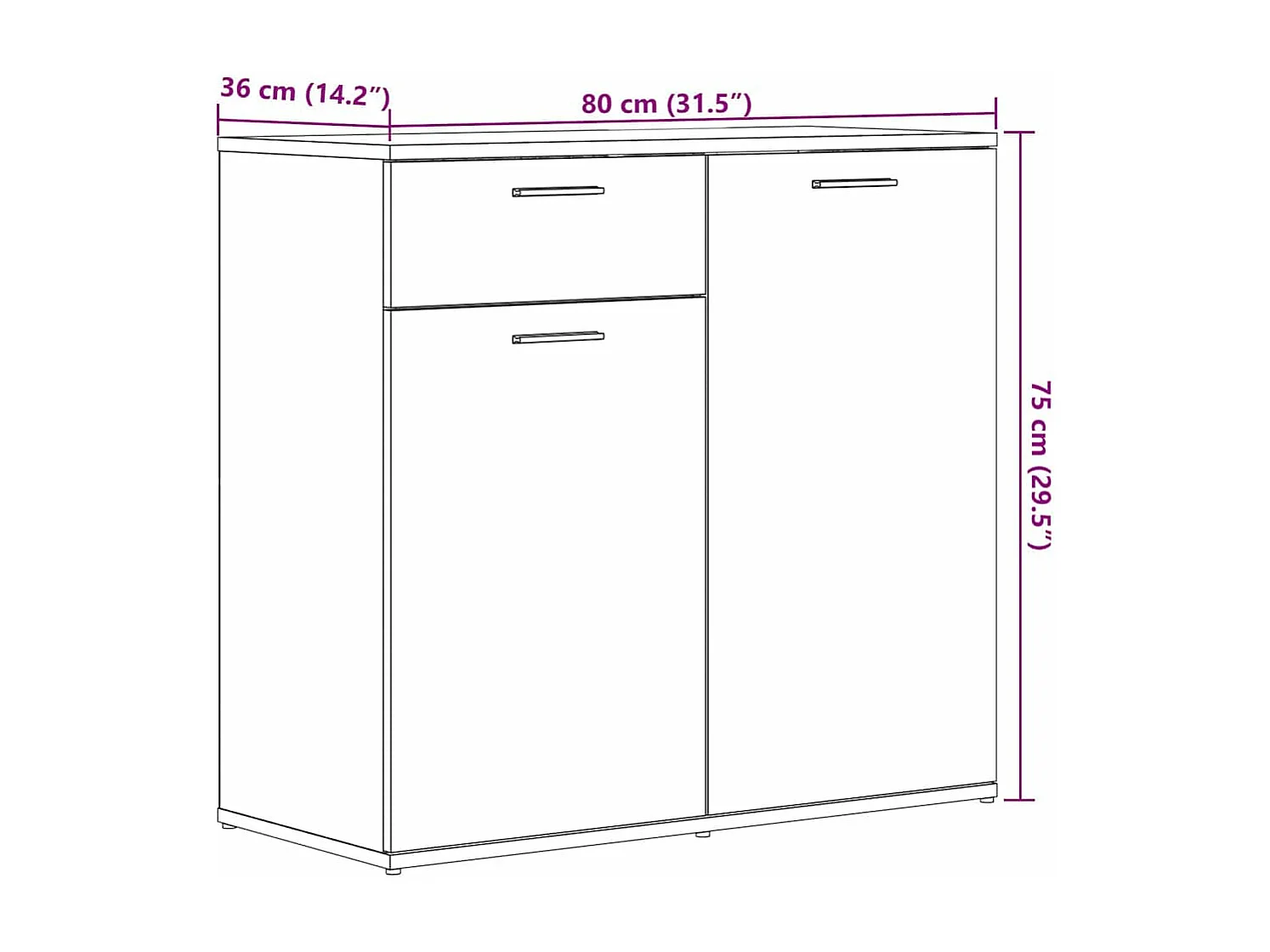 Buffet vieux bois 80x36x75 cm bois d'ingénierie