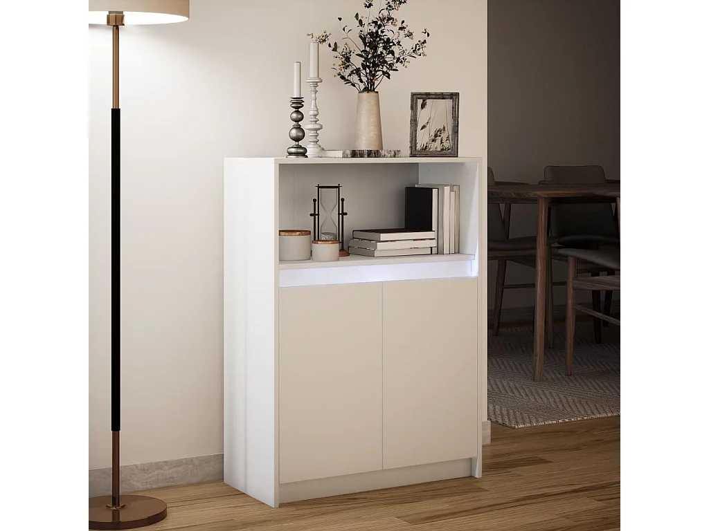 Buffet avec LED blanc 72x34x100 cm bois d'ingénierie