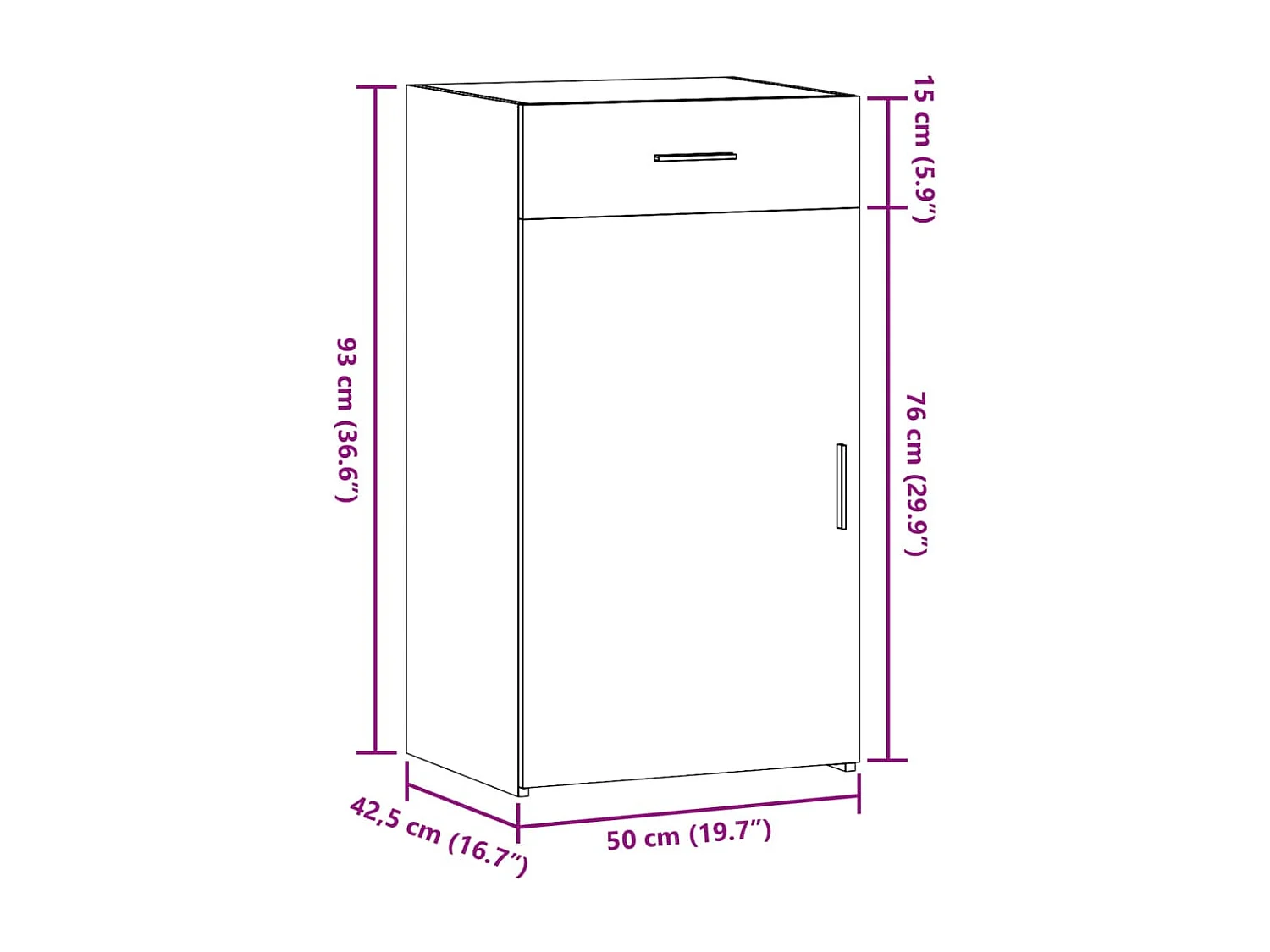 Sideboard Schwarz 50x42,5x93 cm Holzwerkstoff