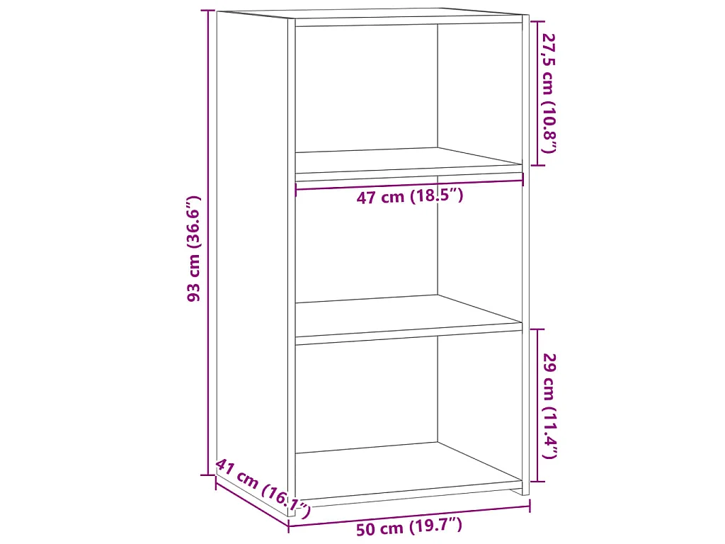 Dressoir 50x41x93 cm bewerkt hout grijs sonoma eikenkleurig