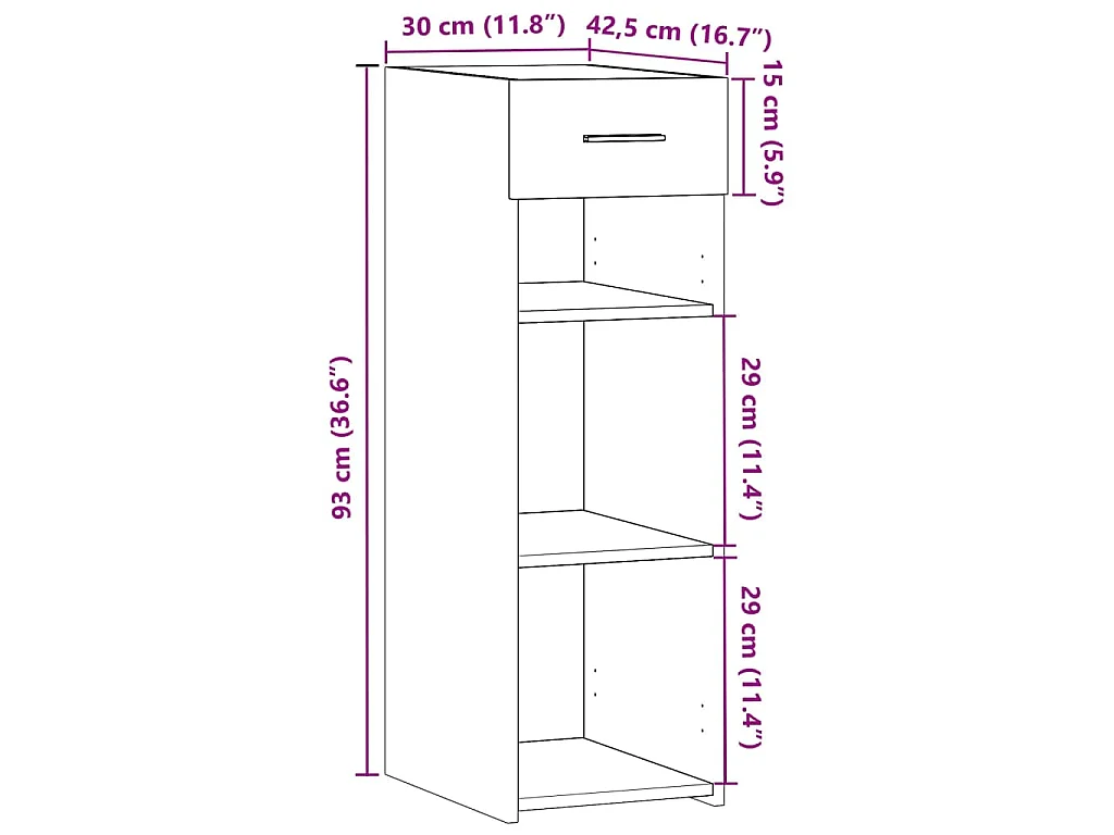 Buffet chêne marron 30x42,5x93 cm bois d'ingénierie