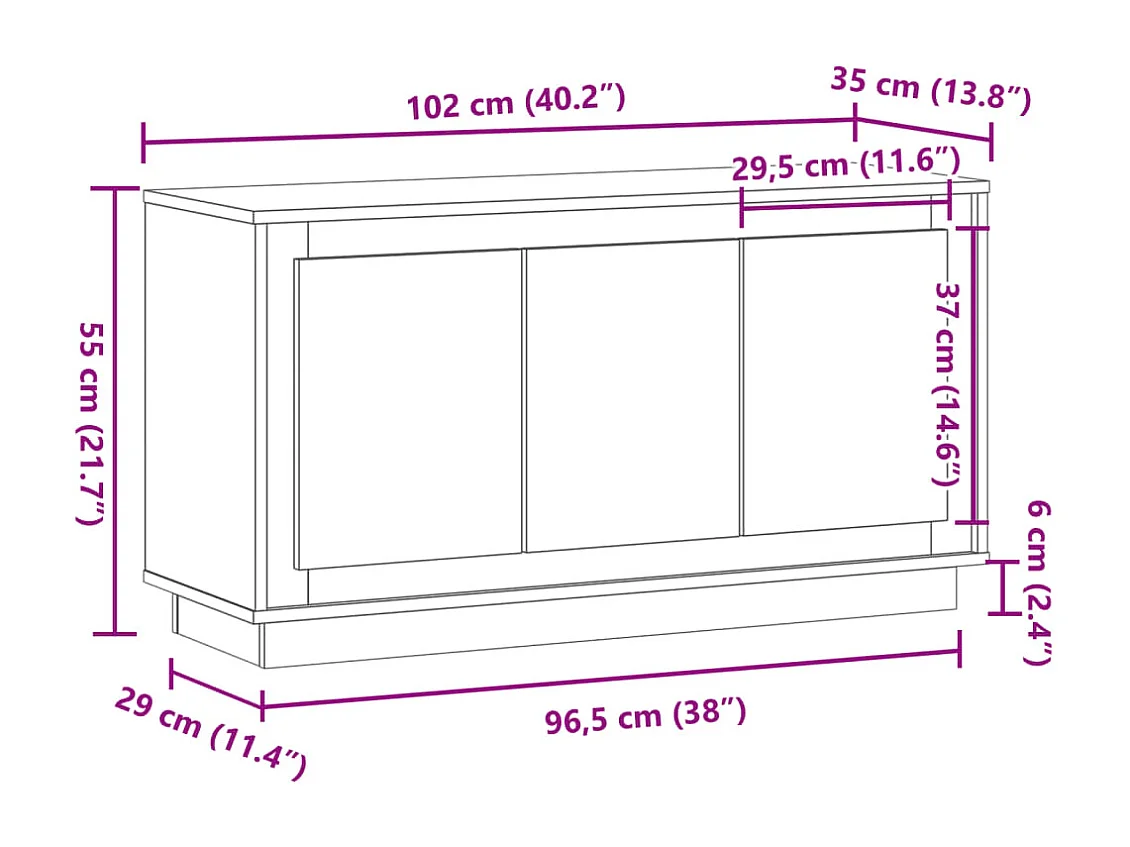 Buffet Chêne artisanal 102 x 35 x 55 cm Bois d'ingénierie