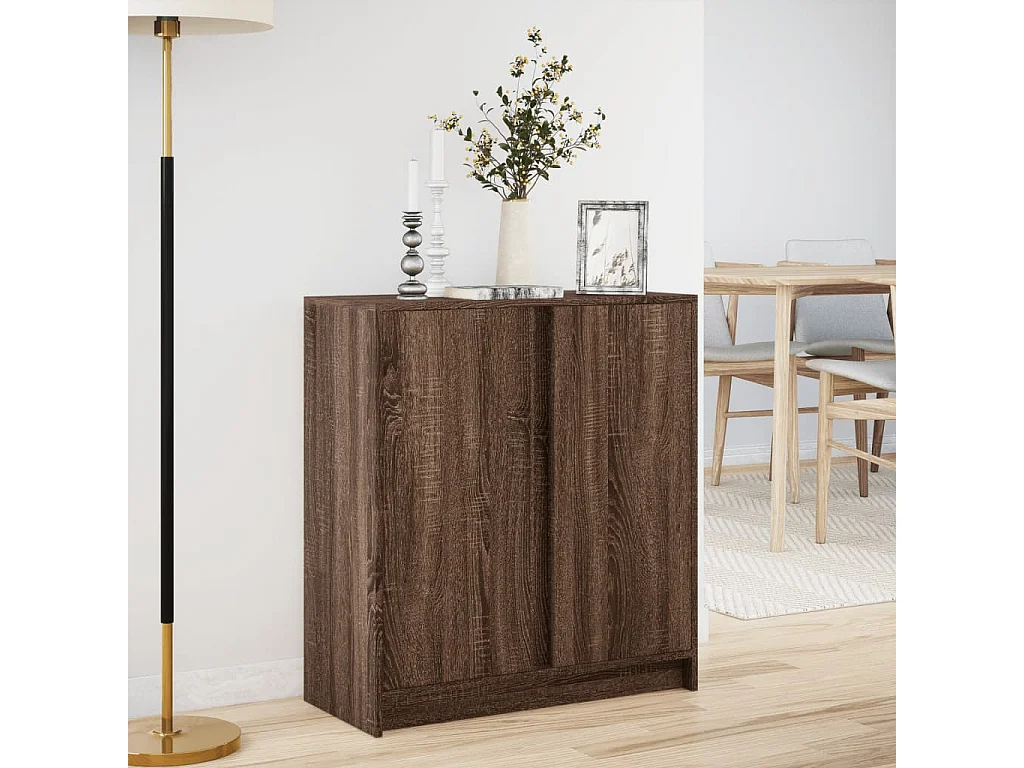 Buffet avec LED chêne marron 77x34x85 cm bois d'ingénierie
