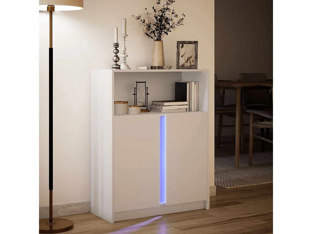 Dressoir met LED 77x34x100 cm bewerkt hout wit