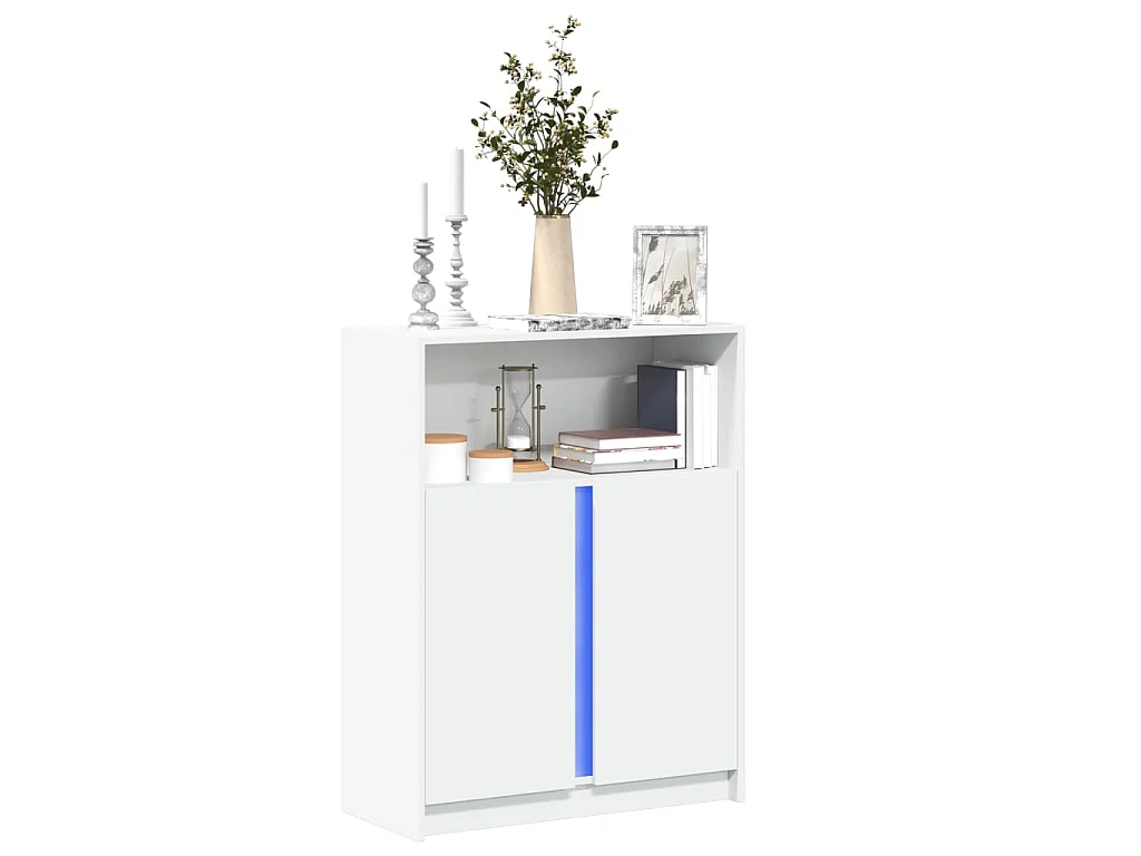 Aparador con LED madera de ingeniería blanco 77x34x100 cm
