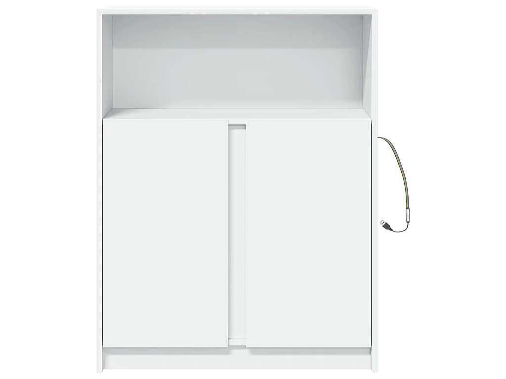 Aparador con LED madera de ingeniería blanco 77x34x100 cm
