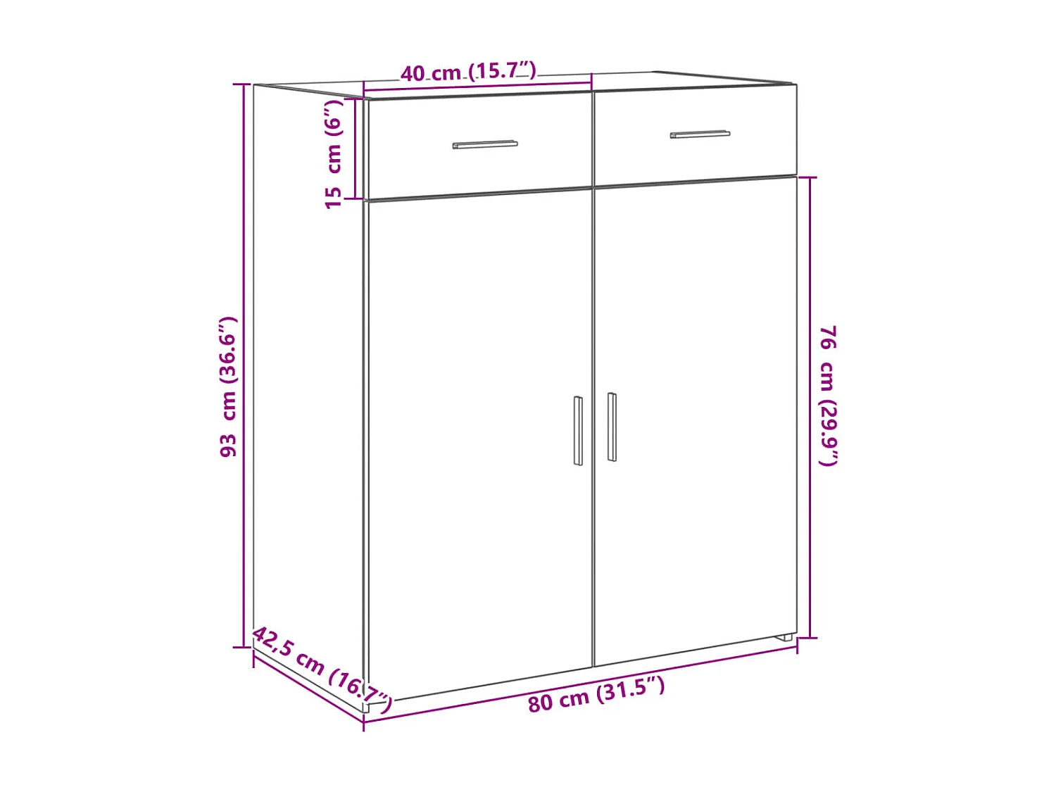 Buffet chêne sonoma 80x42,5x93 cm bois d'ingénierie
