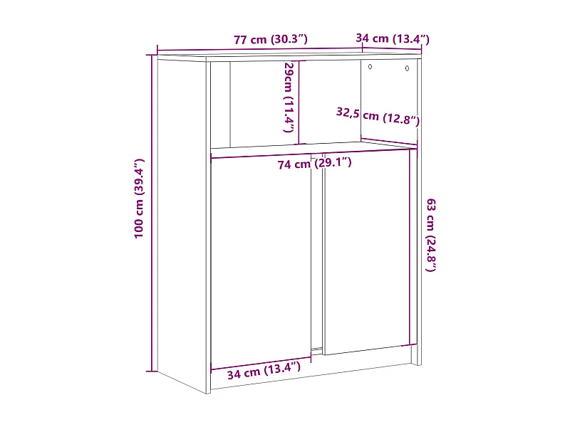 Buffet avec LED noir 77x34x100 cm bois d'ingénierie