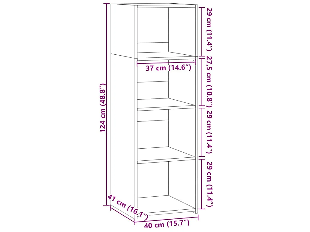 Buffet noir 40x41x124 cm bois d'ingénierie