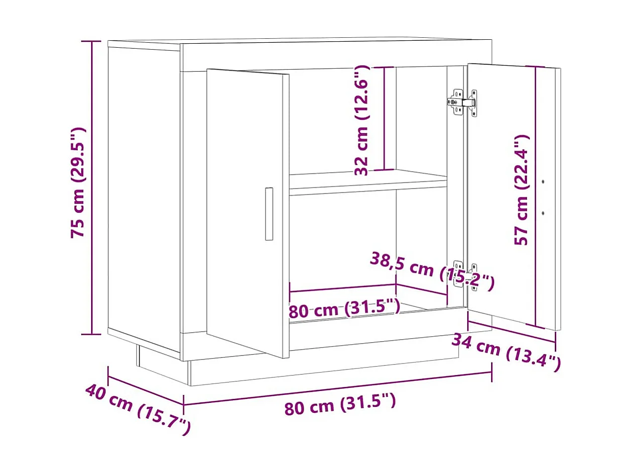 Buffet vieux bois 80x40x75 cm bois d'ingénierie