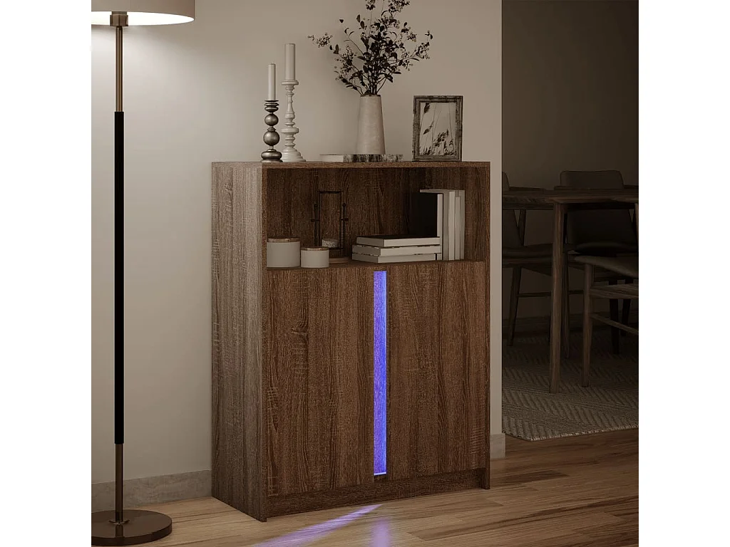 Buffet avec LED chêne marron 77x34x100 cm bois d'ingénierie
