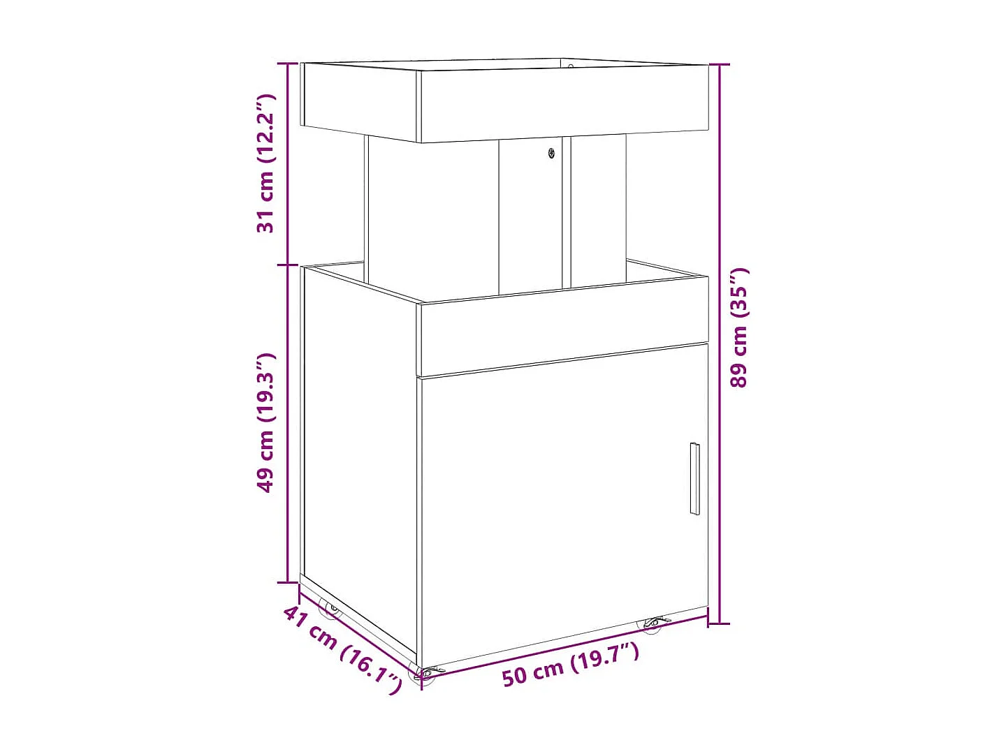 Carrinho de bar 50x41x89 cm derivados de madeira branco