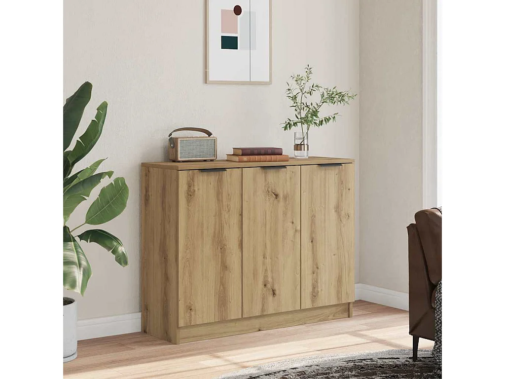 Buffet chêne artisanal 90,5x30x70 cm bois d'ingénierie
