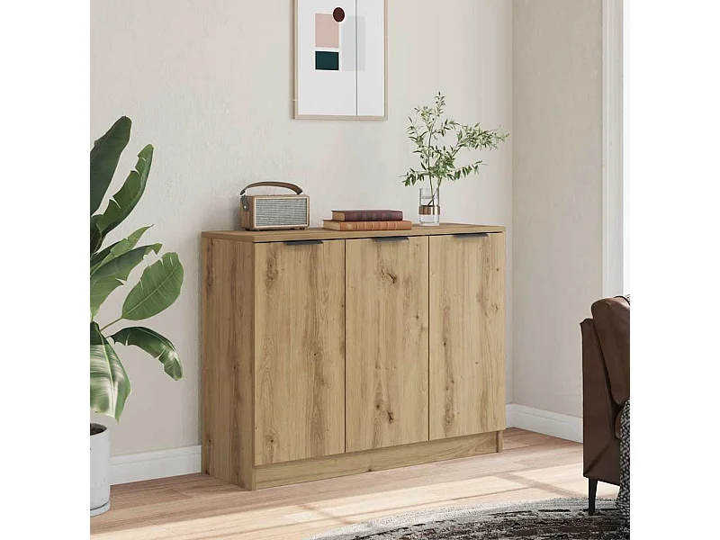 Buffet chêne artisanal 90,5x30x70 cm bois d'ingénierie