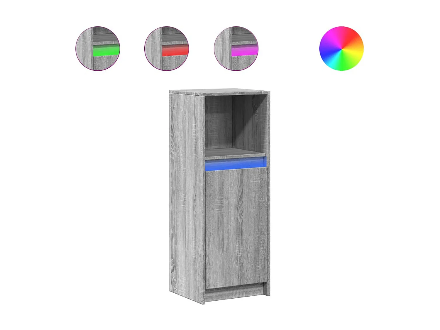 Dressoir met LED 38x34x100 cm bewerkt hout grijs sonoma eiken