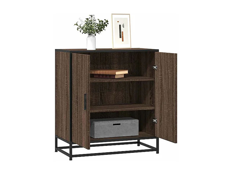 Buffet chêne marron 68x35x76 cm bois d'ingénierie et métal