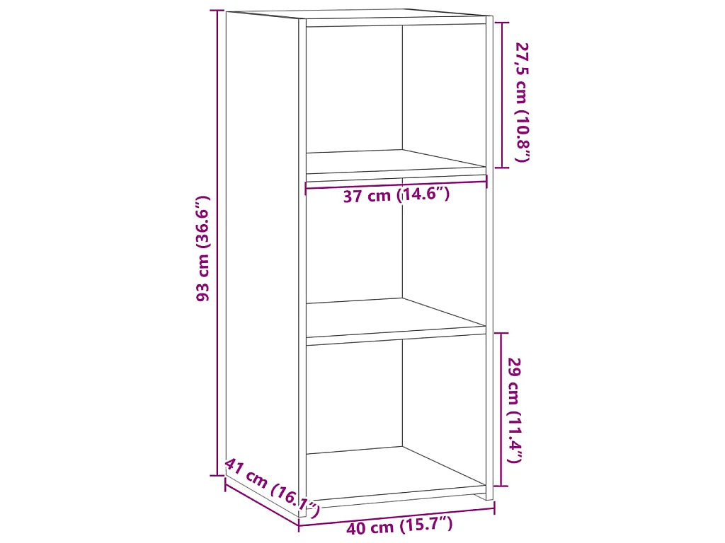 Buffet chêne fumé 40x41x93 cm bois d'ingénierie