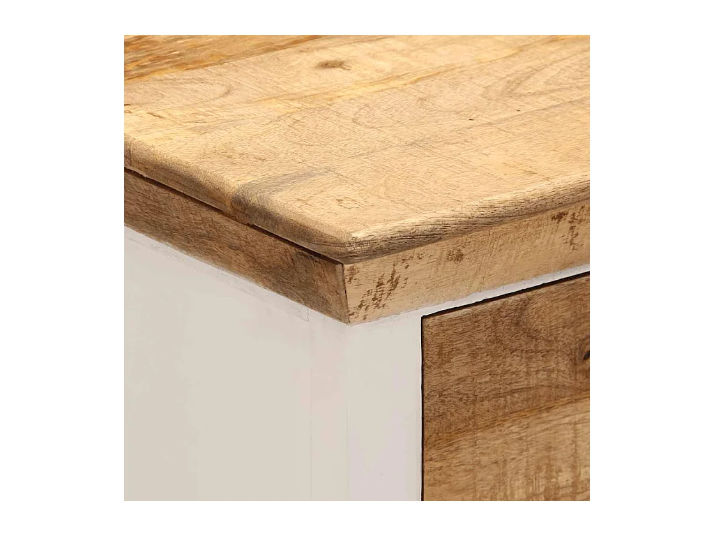Buffet blanc et marron 55x30x73 cm bois de manguier solide brut