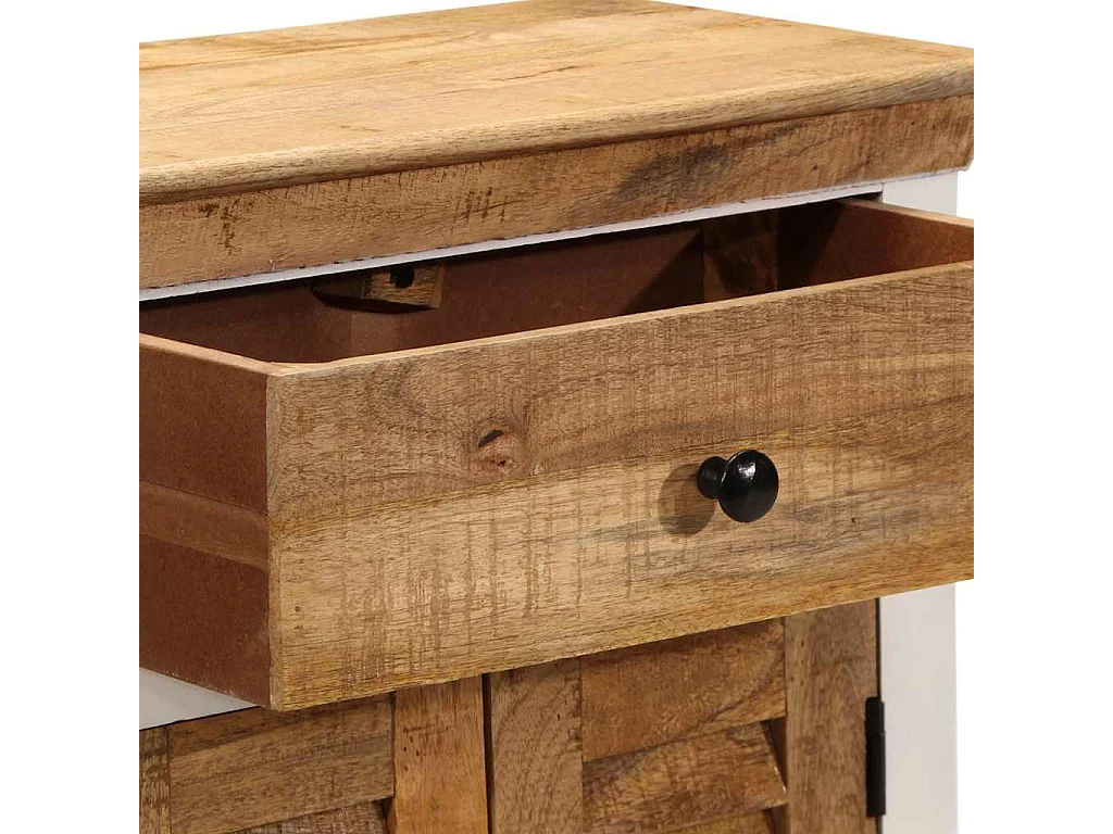 Buffet blanc et marron 55x30x73 cm bois de manguier solide brut