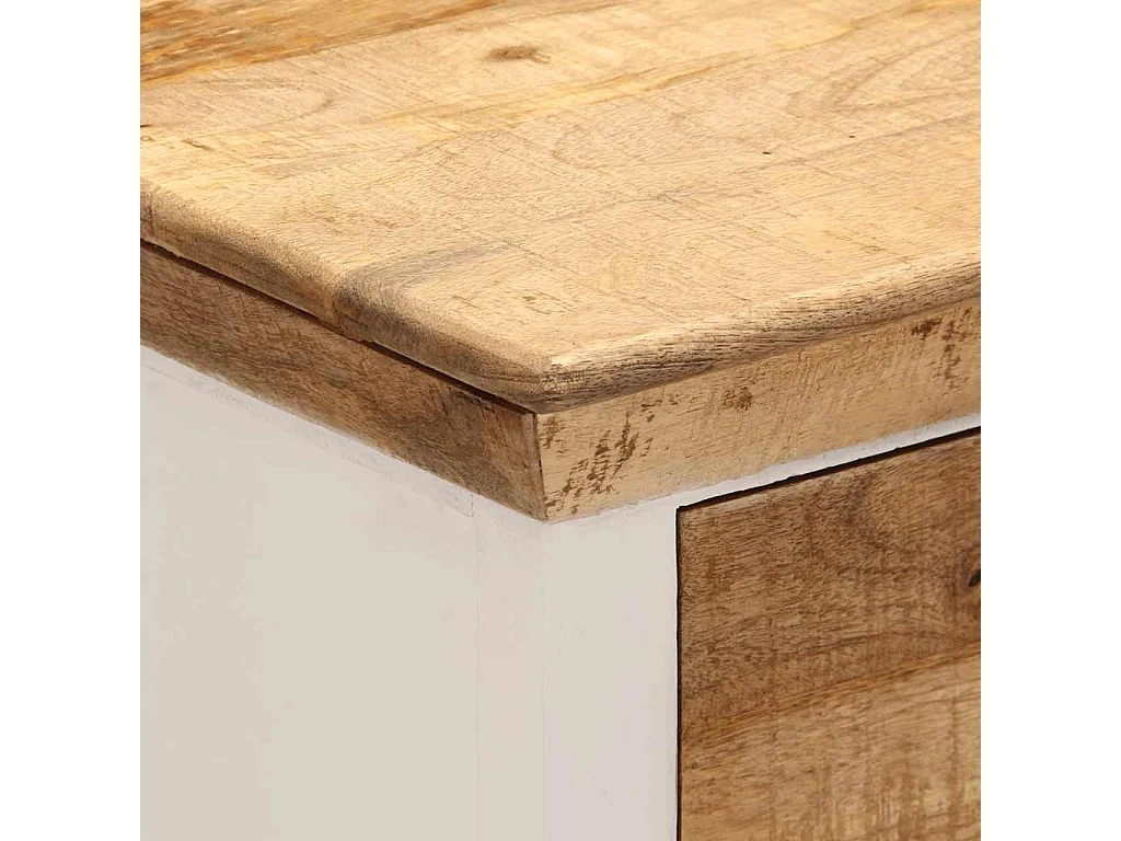 Buffet blanc et marron 55x30x73 cm bois de manguier solide brut