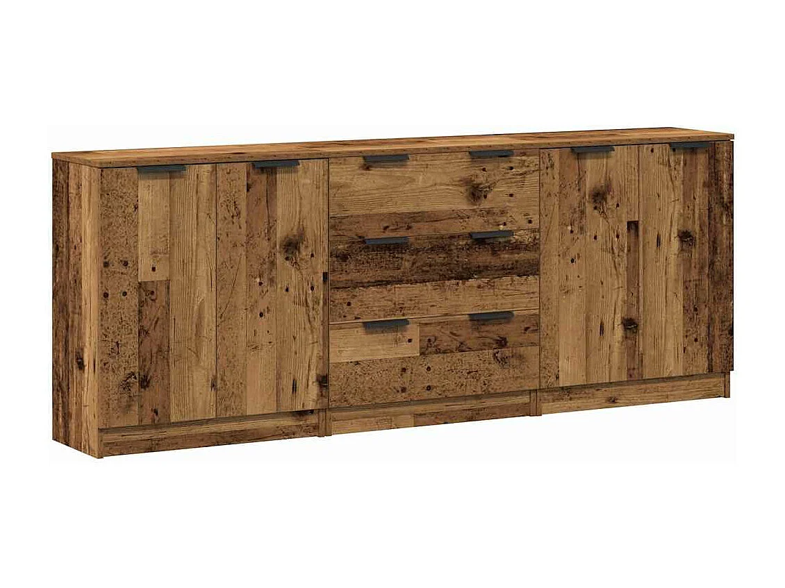 Sideboards 3 Stk. Altholz-Optik 60x30x70 cm Holzwerkstoff