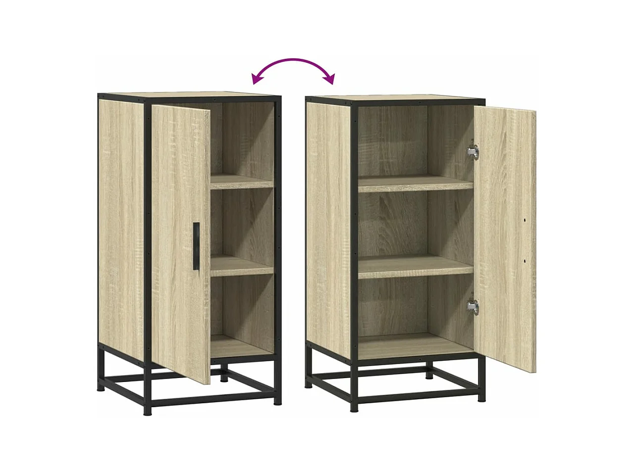 Buffet chêne sonoma 35,5x35x76 cm bois d'ingénierie et métal