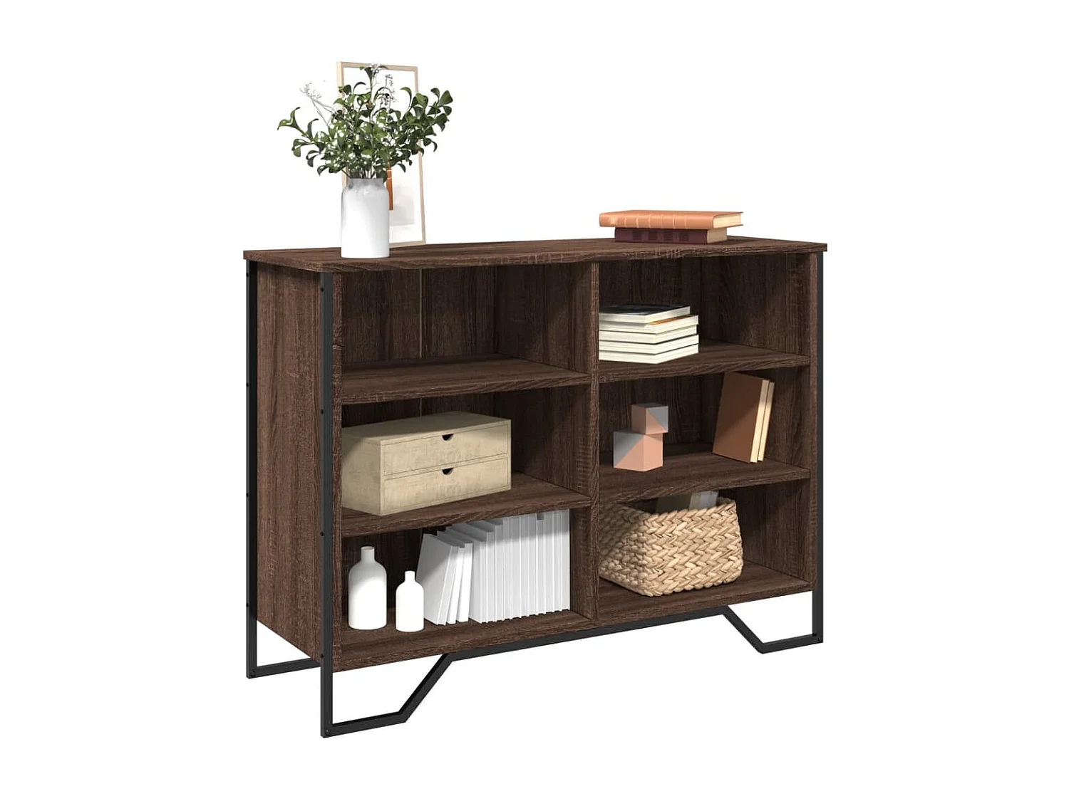 Dressoir 101x35,5x74,5 cm bewerkt hout bruin eikenkleur