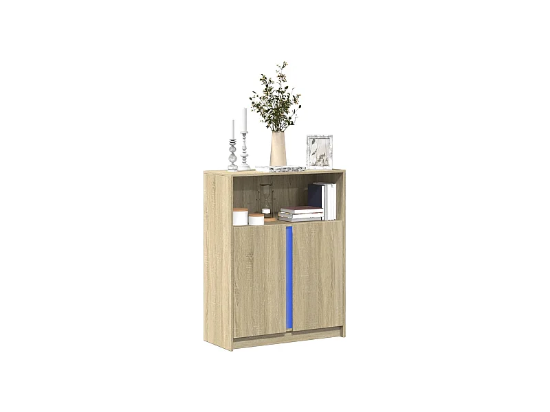 Credenza con LED Rovere Sonoma 77x34x100cm in Legno Multistrato