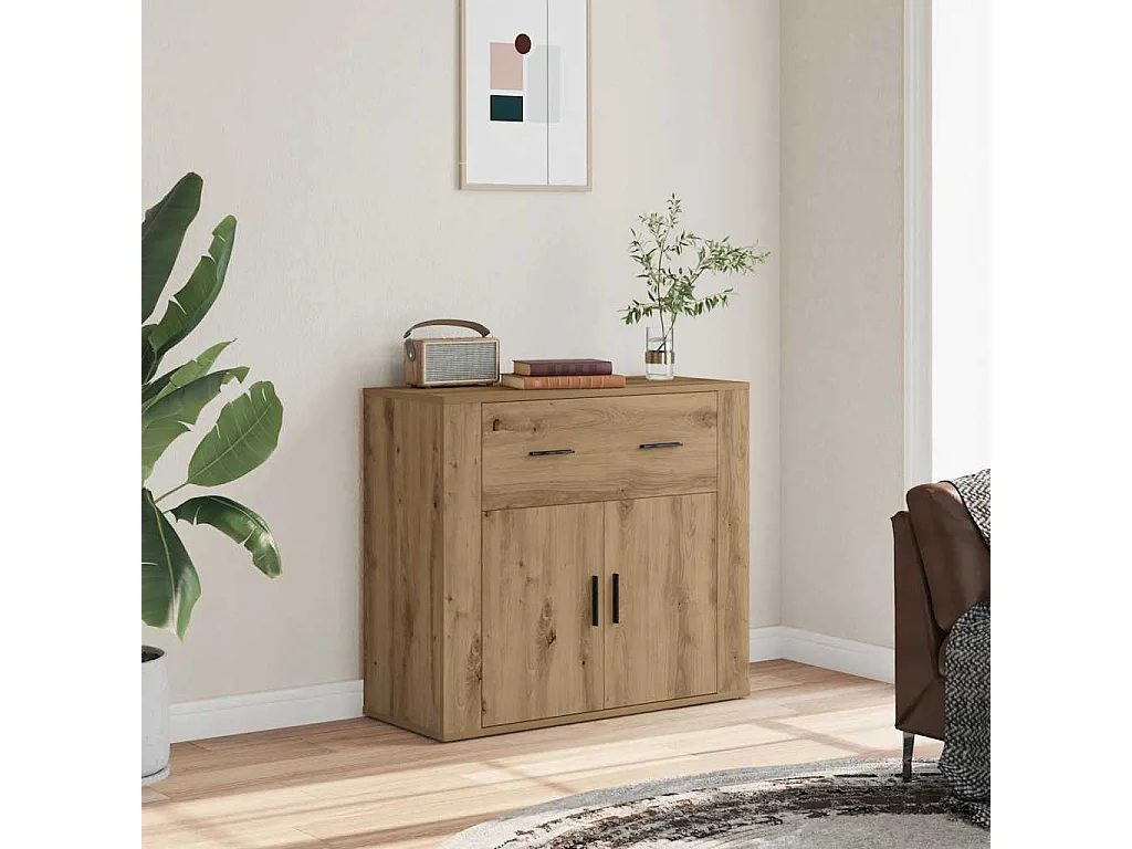 Buffet chêne artisanal 80x33x70 cm bois d'ingénierie